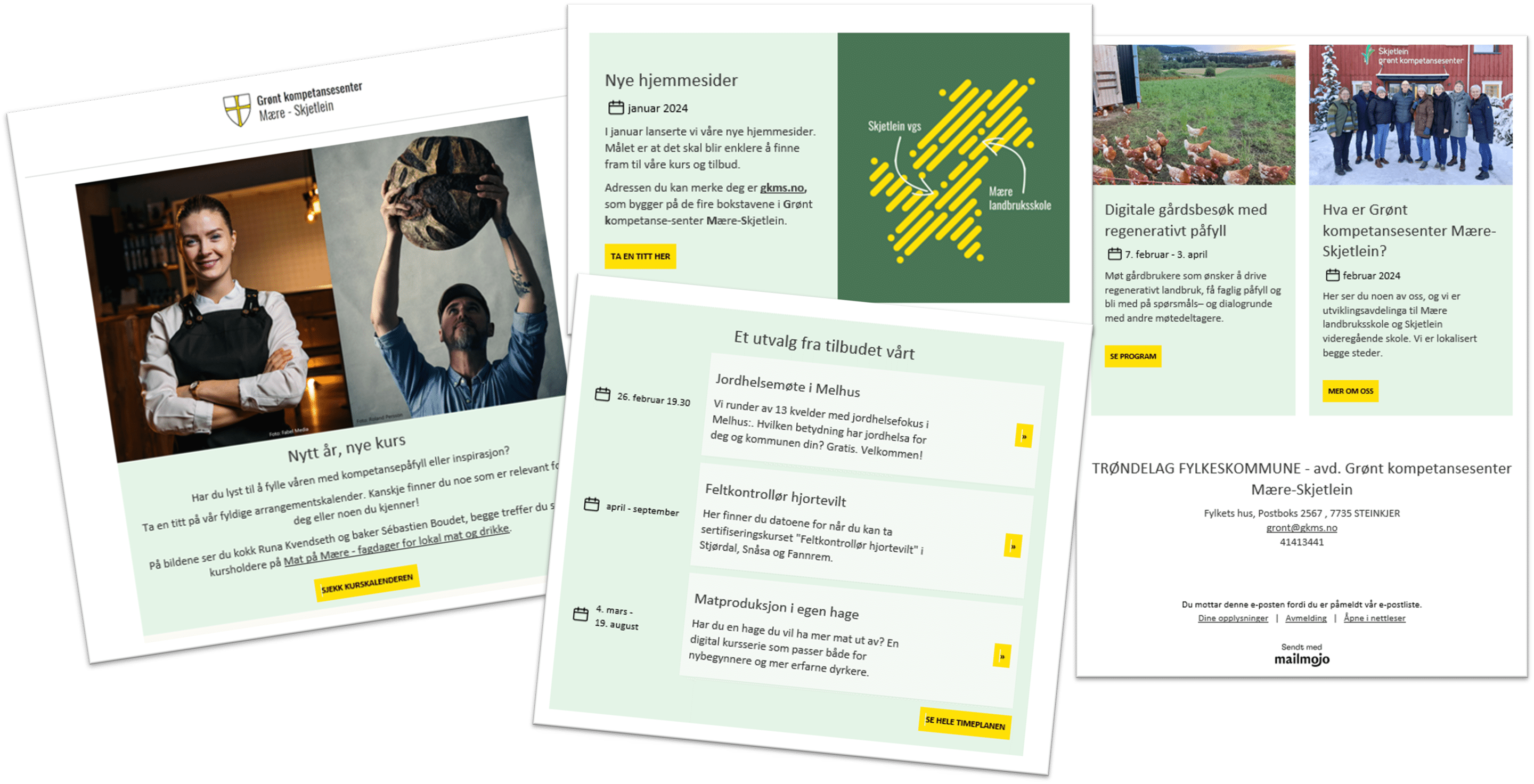 Fire bilder som viser GKMS sitt nyhetsbrev 14. februar 2024.